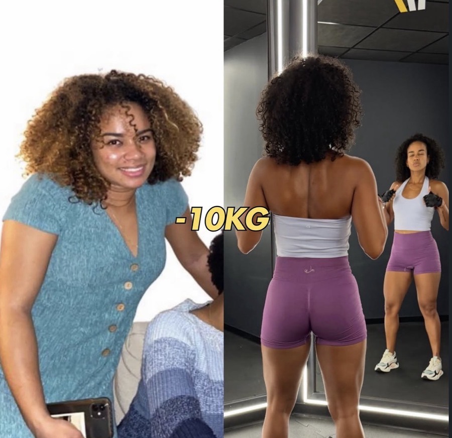 Avant et après d'une cliente accompagnée, 10 kg perdus