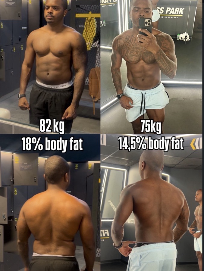 Avant et après de Pascal lui-même, de 82 kg à 75 kg